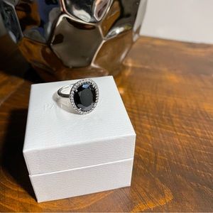 Pandora Legacy black Silver Spinel And CZ ring 6